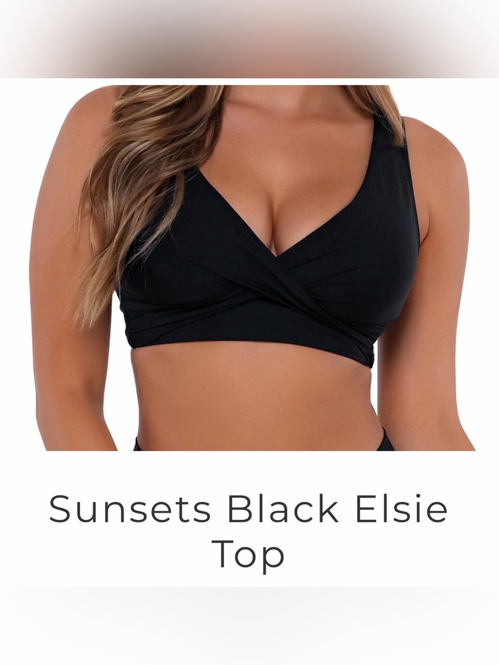 Sunsets Elsie Bikini Top Black 32E 30F 28G NWT
